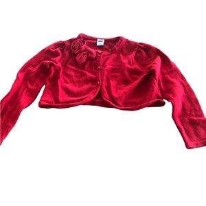 EUC 3T Janie & Jack Valentines Red Knit Cardigan Sweater w/ Flowers